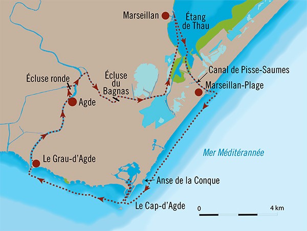 araur raid canots voile-aviron étang de thau