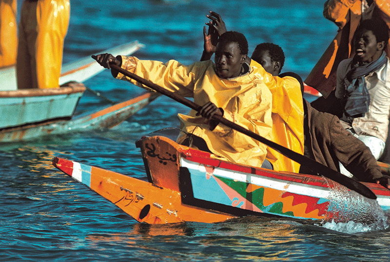 Les ondulations souvent peintes sur les élancements évoqueraient des vagues selon certains, un serpent pour d’autres… Le bleu-blanc-rouge ornant les éperons rappelle les liens qui unissent le Sénégal et la France.