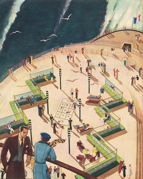 Sur le pont du Normandie. Illustration de Paul Iribe