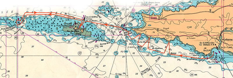Carte marine Pointe du Raz à l'île de Sein 
