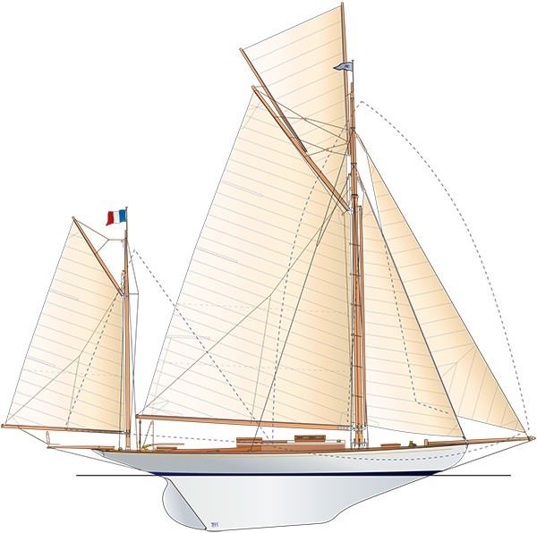 Plan Runa IV yawl conçu par Gerhard Rønne