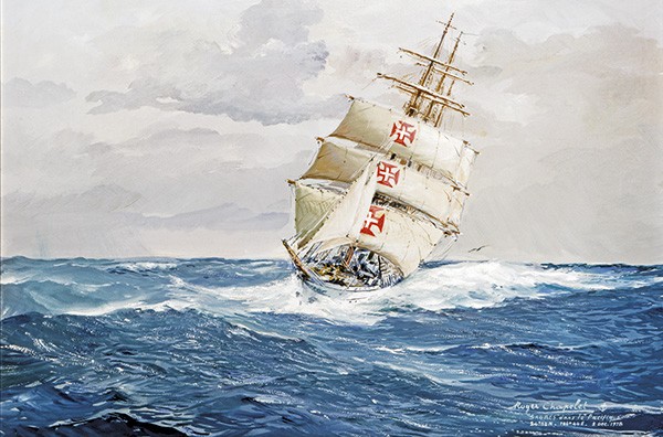 Aquarelle de Roger Chapelet représentant le Sagres