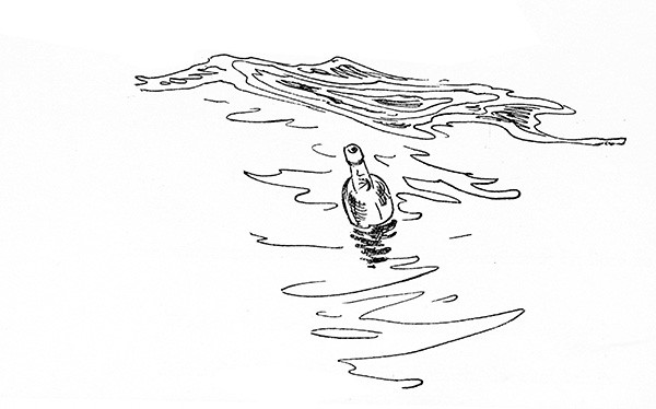 Dessin un bouteille à la mer