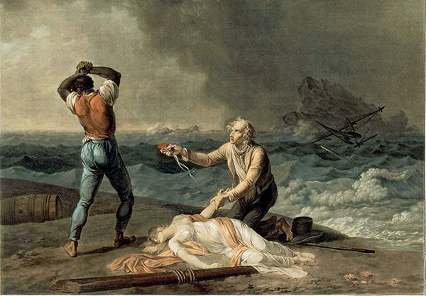 peinture de la mort de Virgnie et de deux hommes