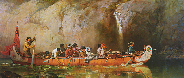 dessin d'un canoe d'Amerique du Nord