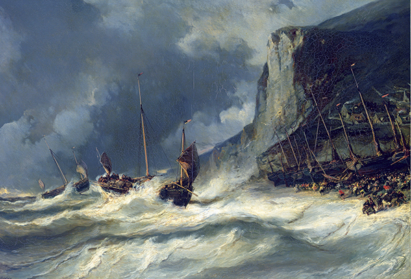 peinture bateaux dans la tempête