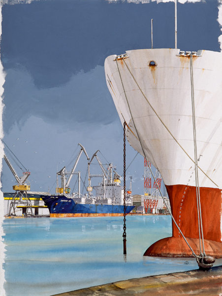 aquarelle port de Saint-Nazaire