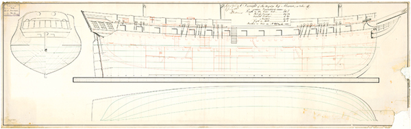 Plans de la frégate française Topaze