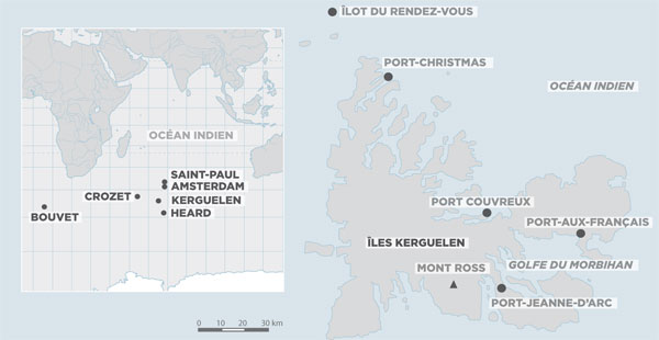 les îles Kerguelen.