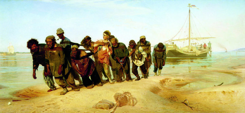 The Boatmen on the Volga, 1870-73 (oil on canvas)