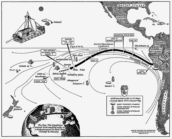 Le Kon-Tiki suivra les courants et les vents dominants.