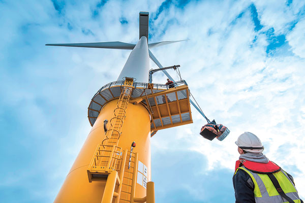 Opération de maintenance devant la côte du Lincolnshire.