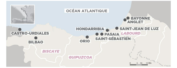 Les régates de traînières ont lieu dans de nombreux ports des côtes des régions historiques de Biscaye et Guipuscoa. Certains clubs viennent aussi de Cantabrie, comme celui de Castro-Urdiales, ou de Galice.