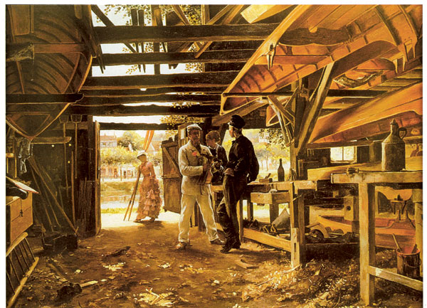 Chez M. Chambellan, constructeur à Bougival, huile sur toile de Roger Jourdain, 1879.