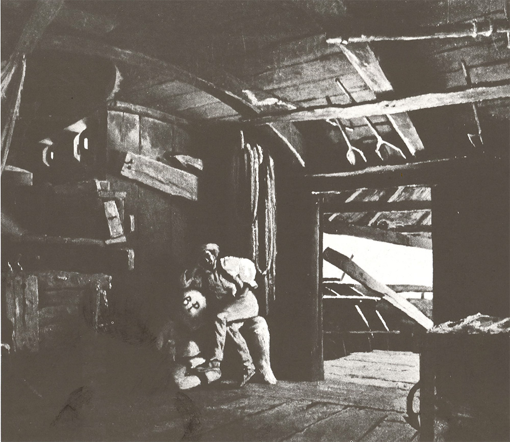 Le lancement d’un moulin-bateau sur le Pô vers 1900