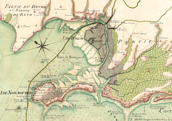 Carte de la baie de Bourgneuf.