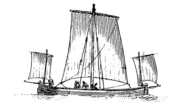 gravure d’un bateau amphidrome, tirée de la Grande Encyclopédie Larousse de 1890.