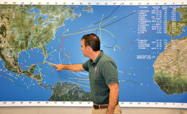 Dans les locaux du National Hurrican Center à Miami