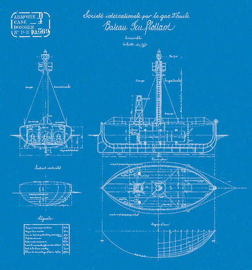 Plan du bateau-feu à gaz